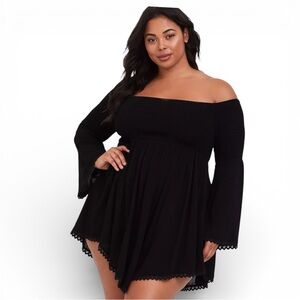 Torrid Black Smocked Dress/cover Up Size 3X Boho Beach